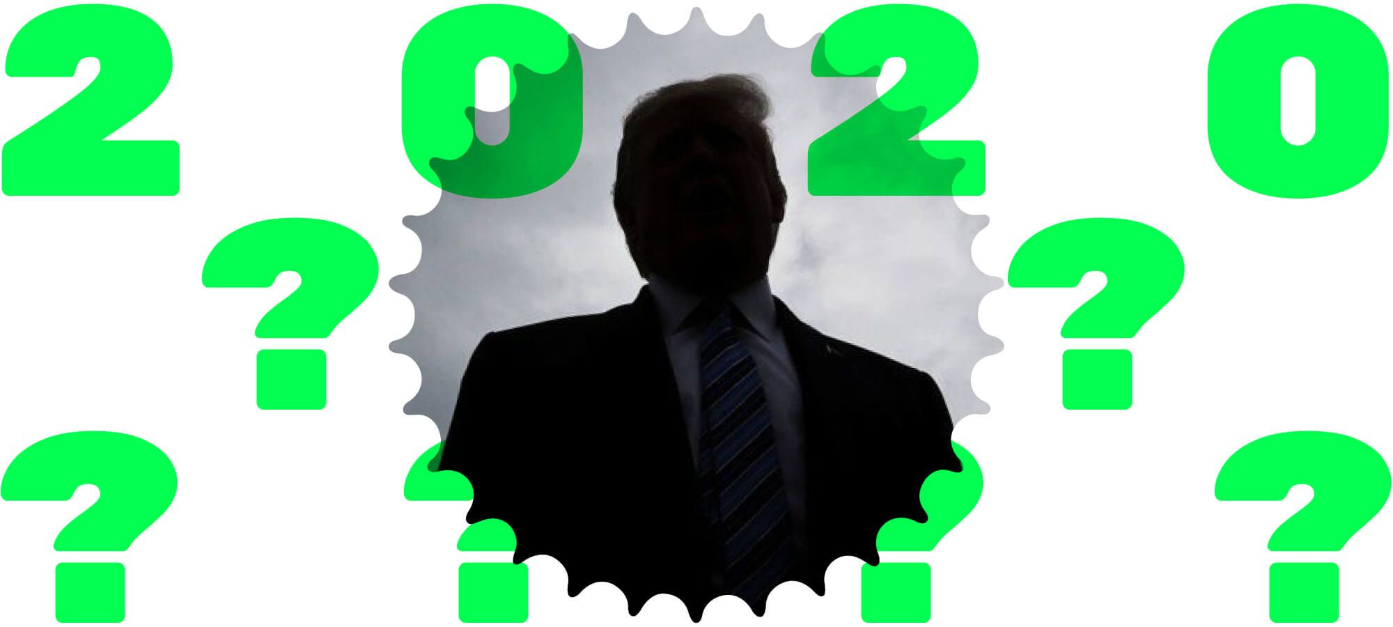 Illustration Trump 2020 question marks