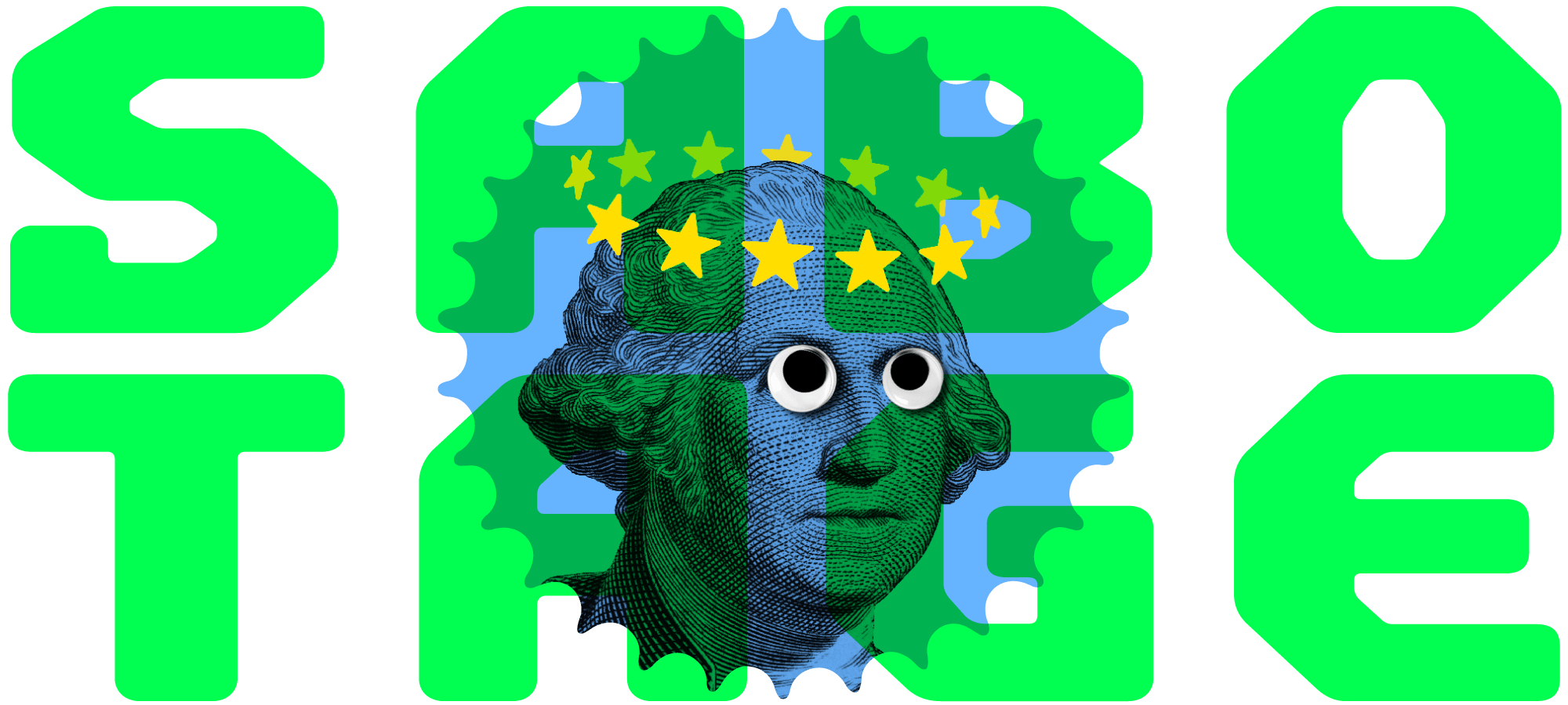 'Sabptage' header illustration – illustration of GW from a banknote looking comfused